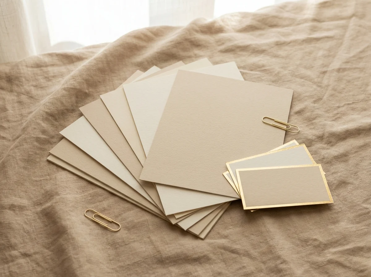 A beige and cream flat-lay of minimal luxury template mockups.